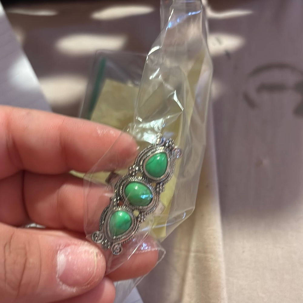 Elegant Silver and Green Stone Bracelet